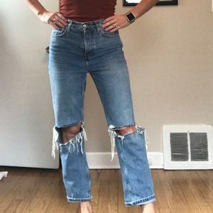 Nordstrom Topshop Ripped High Waist Dad Jeans